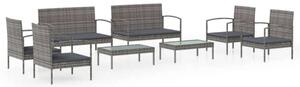 VidaXL Polyrattan Kerti Bútorszett - 8 részes, Szürke