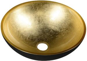 Sapho Murano mosdótál 40x40 cm kerek mosdótálak kétszínű-fekete-arany AL5318-77