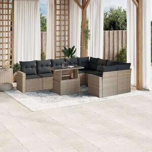VidaXL Polyrattan Kerti Ülőgarnitúra - 10 részes, Világosszürke