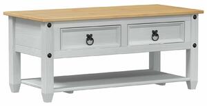 VidaXL Dohányzóasztal fiókkal Fehér 100 x 48 x 45 cm Tömör Fenyőfa