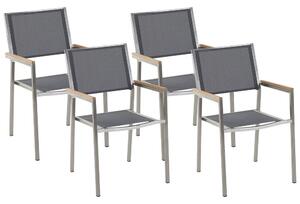 Kerti szék 4 részes készlet Rozsdamentes acél Szürke GROSSETO