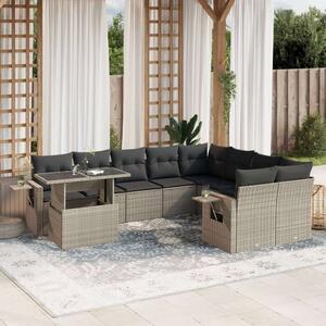VidaXL Polyrattan Kerti Ülőgarnitúra - 10 részes, Világosszürke