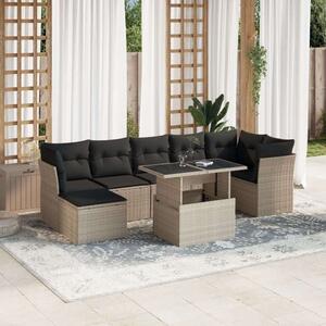VidaXL Polyrattan Kerti Ülőgarnitúra - 8 részes, Világosszürke