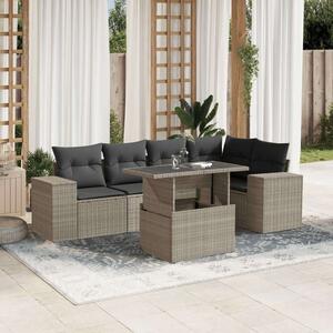 VidaXL Polyrattan Kerti Ülőgarnitúra - 6 részes, Világosszürke