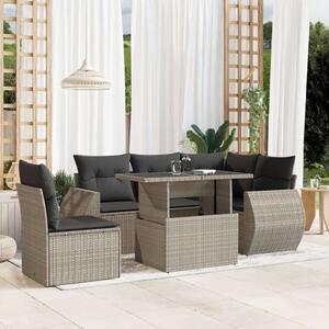 Polyrattan Kerti Ülőgarnitúra - 6 részes - Világosszürke
