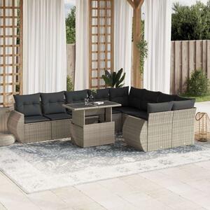 VidaXL Polyrattan Kerti Ülőgarnitúra - 10 részes, Világosszürke