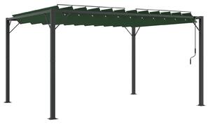VidaXL Kerti pavilon mozgatható tetővel, zöld, 3 x 4 x 2,14 m