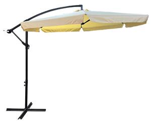 Akord CYNIA Kerti Napernyő 245x300cm Beiszínű, Állítható Dőlésszög, UV- és Vízálló, Hatlapú Formával és Fekete Fémkerettel
