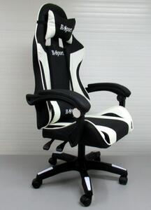 Masszírozós gamer szék, fekete-fehér