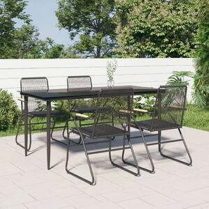 VidaXL 5 részes fekete PVC rattan kerti étkezőgarnitúra