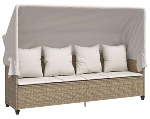 VidaXL Napozóágy - Polyrattan - Bézs - 204x75x140 cm