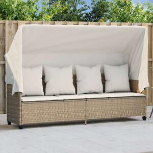 VidaXL Napozóágy - Polyrattan - Bézs - 204x75x140 cm