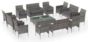 Polyrattan Kerti Ülőgarnitúra - 16 részes - Szürke