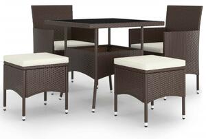VidaXL Kerti Étkezőgarnitúra - 5 részes - Barna Polyrattan