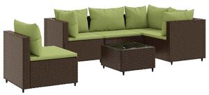 VidaXL 6 részes barna polyrattan kerti ülőgarnitúra párnákkal