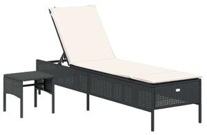 VidaXL Napozóágy - Fekete Polyrattan - 198cm