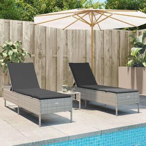 VidaXL Napozóágy - 2 db - Szürke Polyrattan
