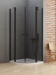 New Trendy New Soleo Black zuhanykabin 80x80 cm félkör alakú fekete félmatt/átlátszó üveg K-0538