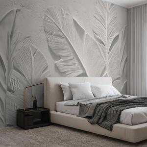 Fotótapéta Texturált szürke levelek a háttérben hamis gipsz domborművekkel, 3d fotótapéta, 3d levelek fotótapéta, w09307 : Uwalls.hu