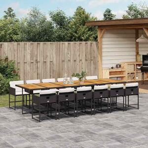 VidaXL 13 részes fekete polyrattan kerti ülőgarnitúra párnákkal