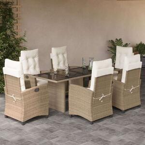 Polyrattan Kerti Étkezőgarnitúra - 7 részes - Bézs