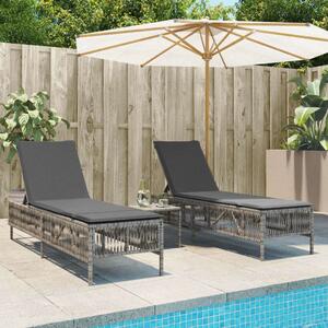 VidaXL Polyrattan Napozóágy Szett - 2 db, Szürke
