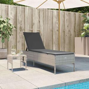 VidaXL Napozóágy - Polyrattan - Szürke - 198cm
