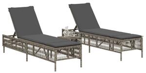 VidaXL Polyrattan Napozóágy Szett - 2 db, Szürke