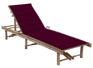 VidaXL Bambusz Napozóágy - 200cm - Bordó Párnával
