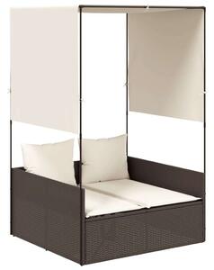 VidaXL Dupla Napozóágy - Polyrattan - Barna - 118x110x187cm