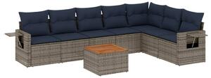 VidaXL 8 db szürke polyrattan kerti kanapégarnitúra párnákkal