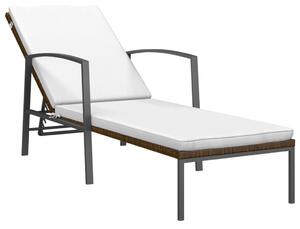 VidaXL 2 db barna polyrattan napozóágy asztallal