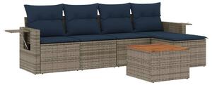 VidaXL 6 db szürke polyrattan kerti kanapégarnitúra párnákkal
