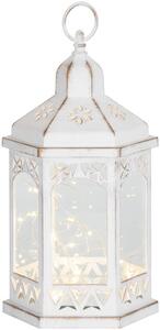 Lámpás MagicHome Vianoce Morocco, LED meleg fehér, fehér, 3xAAA, műanyag, időzítő, 18x15x32 cm