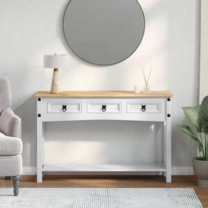 Végasztal fiókkal Fehér 114 x 34,5 x 73 cm Tömör fenyőfa