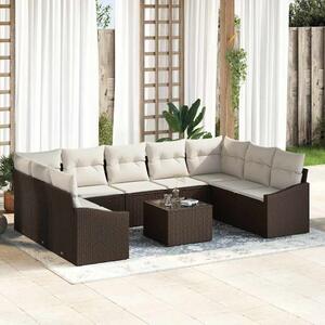 VidaXL Kerti Kanapé Szett 10 pcs Barna Poli rattan