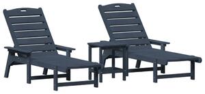 VidaXL 3 darabos kerti lounge szett, HDPE, tengerészkék