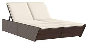 VidaXL Dupla Napozóágy - Barna Polyrattan - 200cm