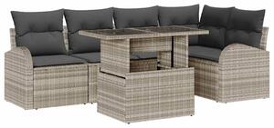 VidaXL Kerti Kanapé Szett párnával 6 pcs Világosszürke Poli rattan