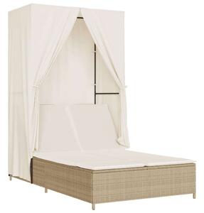 VidaXL Dupla Napozóágy - Polyrattan - Bézs - 197x100 cm