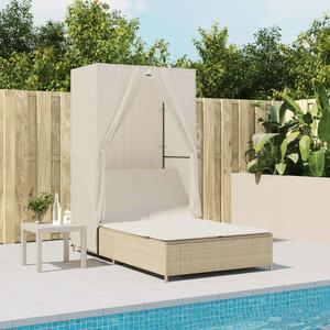 VidaXL Dupla Napozóágy - Polyrattan - Bézs - 197x100 cm