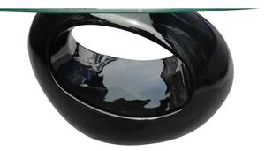 VidaXL magasfényű fekete dohányzóasztal ovális üveglappal