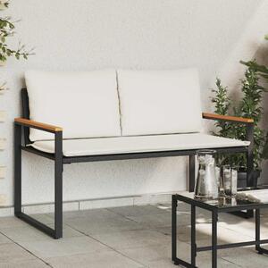 Pad párnával Fekete és krémfehér 115 x 65 x 72 cm Rattan