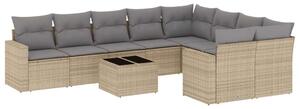 VidaXL Polyrattan Kerti Ülőgarnitúra - Bézs - 10 részes