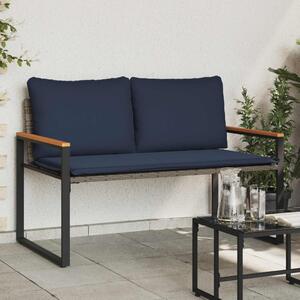Pad párnával Szürke és sötétkék 115 x 65 x 72 cm Rattan