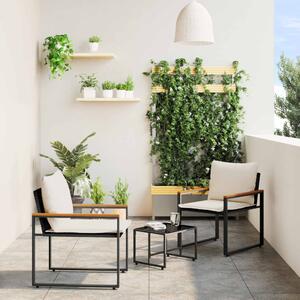 Bútor szettek párnával 3 pcs Fekete és krémfehér Rattan
