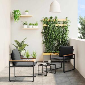 Bútor szettek párnával 3 pcs Szürke és sötétszürke Rattan