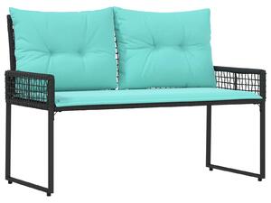 VidaXL Kerti pad Fekete és Türkiz 118 x 55 x 82 cm PE rattan és szövet