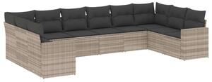 VidaXL Polyrattan Kerti Ülőgarnitúra - 10 részes - Világoszürke