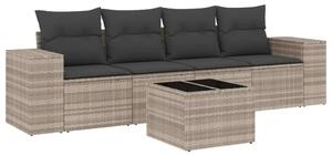 VidaXL Polyrattan Kerti Ülőgarnitúra - 5 részes - Világosszürke